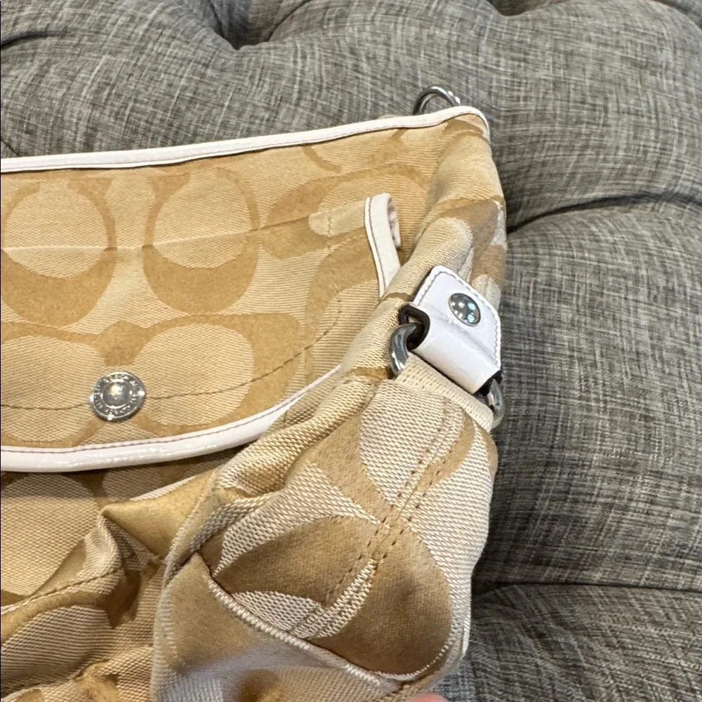 Coach Daisy File Signature Jacquard Tan Crossbody